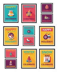 Obraz premium Christmas poster banner design flat background set, eps10