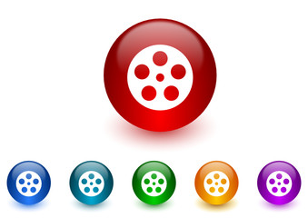 film colorful vector icons set