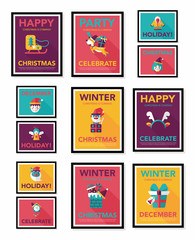 Christmas poster banner design flat background set, eps10