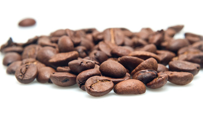 small group of grains of coffee