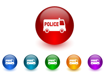 police colorful vector icons set