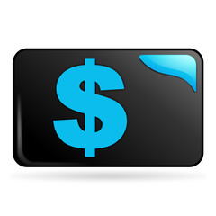 dollar sur bouton web rectangle bleu