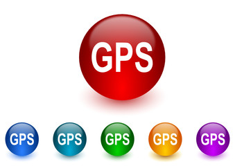 gps colorful vector icons set