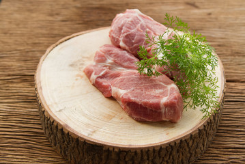 Fresh pork meat on a cutting board