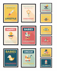 Baby poster flat banner design flat background set, eps10