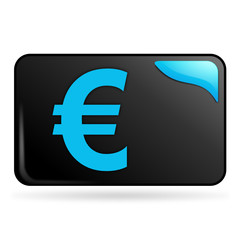 euro sur bouton web rectangle bleu