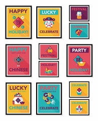Chinese New Year poster flat banner design flat background set,