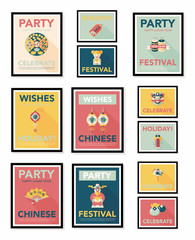 Chinese New Year poster flat banner design flat background set,