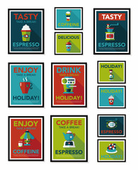 Coffee poster flat banner design flat background set, eps10