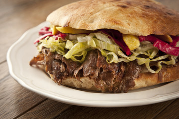 Doner Kebab - grilled meat shawarma sandwich