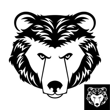 Bear head logo in black and white. Inversion version included.