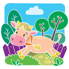 Children vector illustration of little cow or calf