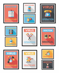 Hospital flat banner design flat background set, eps10