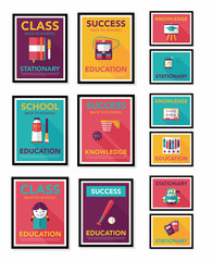 Fototapeta premium School poster flat banner design flat background set, eps10