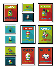 Toy poster flat banner design flat background set, eps10