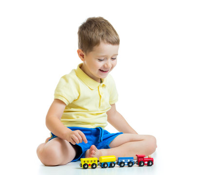 child boy playing with toys