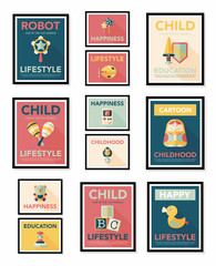 Toy poster flat banner design flat background set, eps10