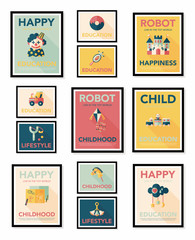 Toy poster flat banner design flat background set, eps10