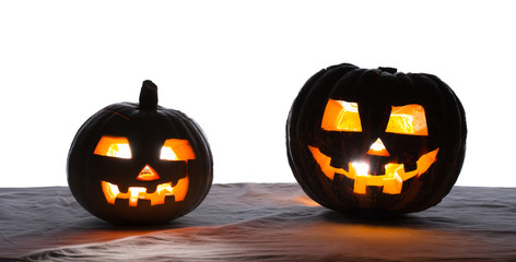 two pumpkins isolated on white