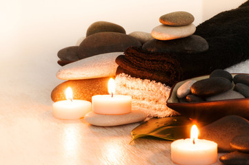 spa concept with zen basalt stones