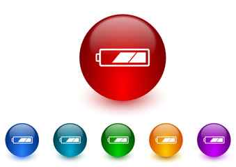 battery colorful vector icons set