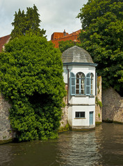 Houses along the canals of Brugge or Bruges, Belgium