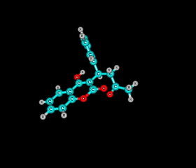 Warfarin molecule isolated on black