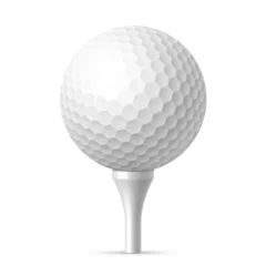 Acrylic prints Ball Sports Golf ball on white tee