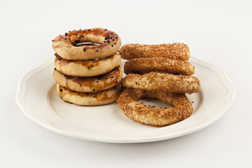 Turkish Bagel Simit with Sesame isolated white background