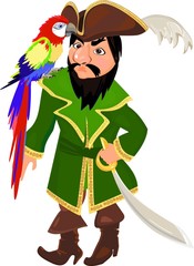Pirate with a macaw parrot
