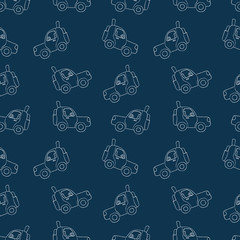 Seamless pattern of sketches of cars.