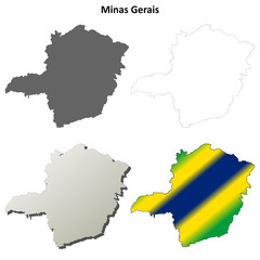 Minas Gerais blank outline map set