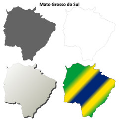 Mato Grosso do Sul blank outline map set