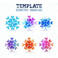 Fototapeta premium Template winter vector design with colored geometric snowflakes