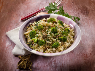 risotto with cep mushroom and broccoli