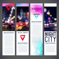 Blur banners night city vector template design, flyer