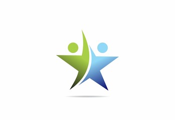 star duo people success partner vector logo