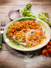 escalope with vegetables salad