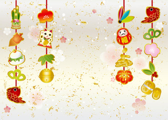 年賀状テンプレート　吊るし雛