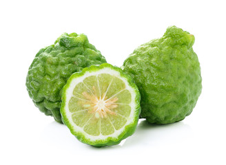 Fototapeta premium kaffir Lime or Bergamot fruit on white background
