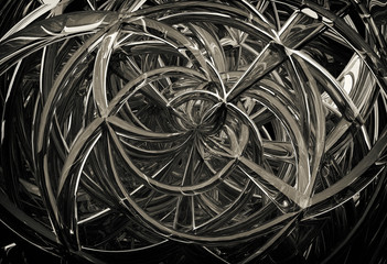 3D abstract geometric glass spirals