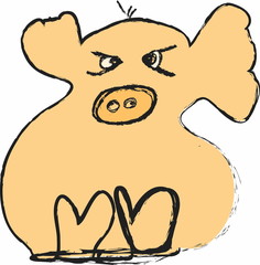 doodle stylized pig