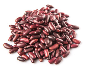 Red kidney beans on white background