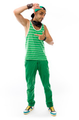 model isolated on plain background hand gesture framing focusing