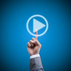 Fototapeta premium Hand man touch the play concept