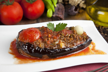 Aubergine Eggplant Meal - Karniyarik (Riven Belly)