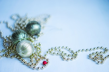 Christmas decorations on wooden background