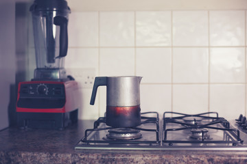 Moka pot on stove