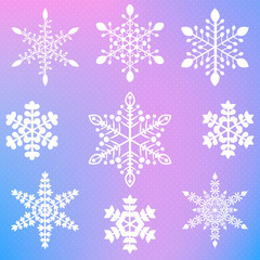 Big Christmas set of nine vector ornamental snowflakes
