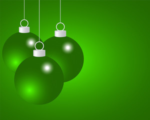 Green Christmas balls on a green background